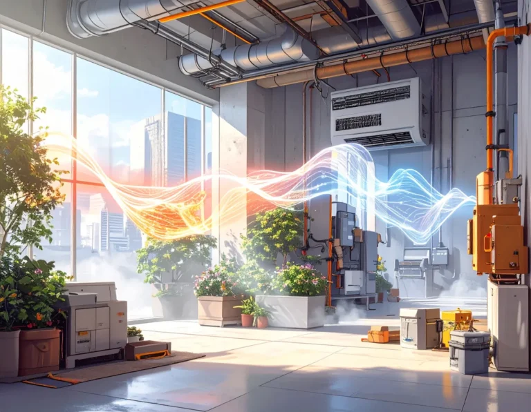 Darstellung einer technischen Anlage in einem modernen Gebäude