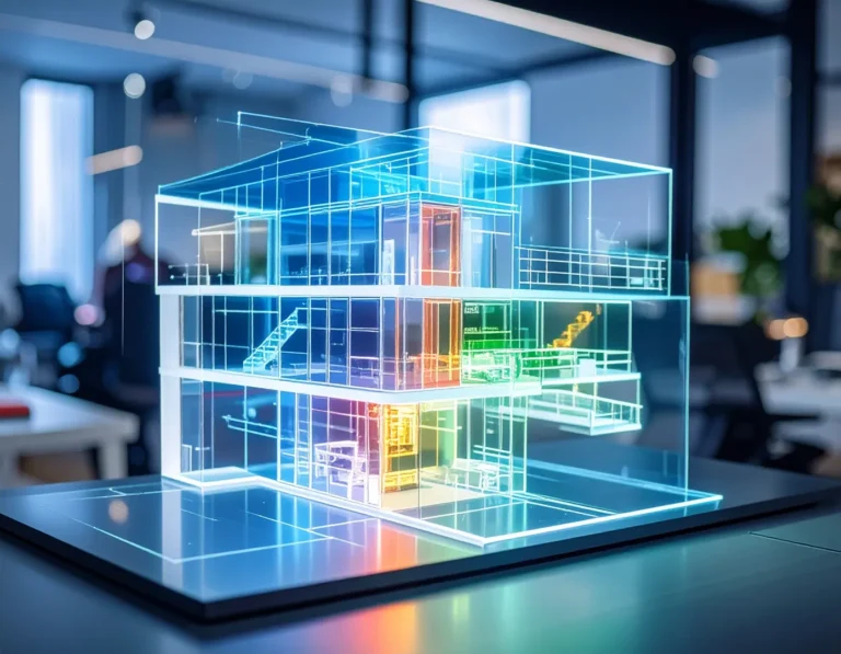 Darstellung eines digitalen Gebäudemodells auf einem Bildschirm oder als Hologramm